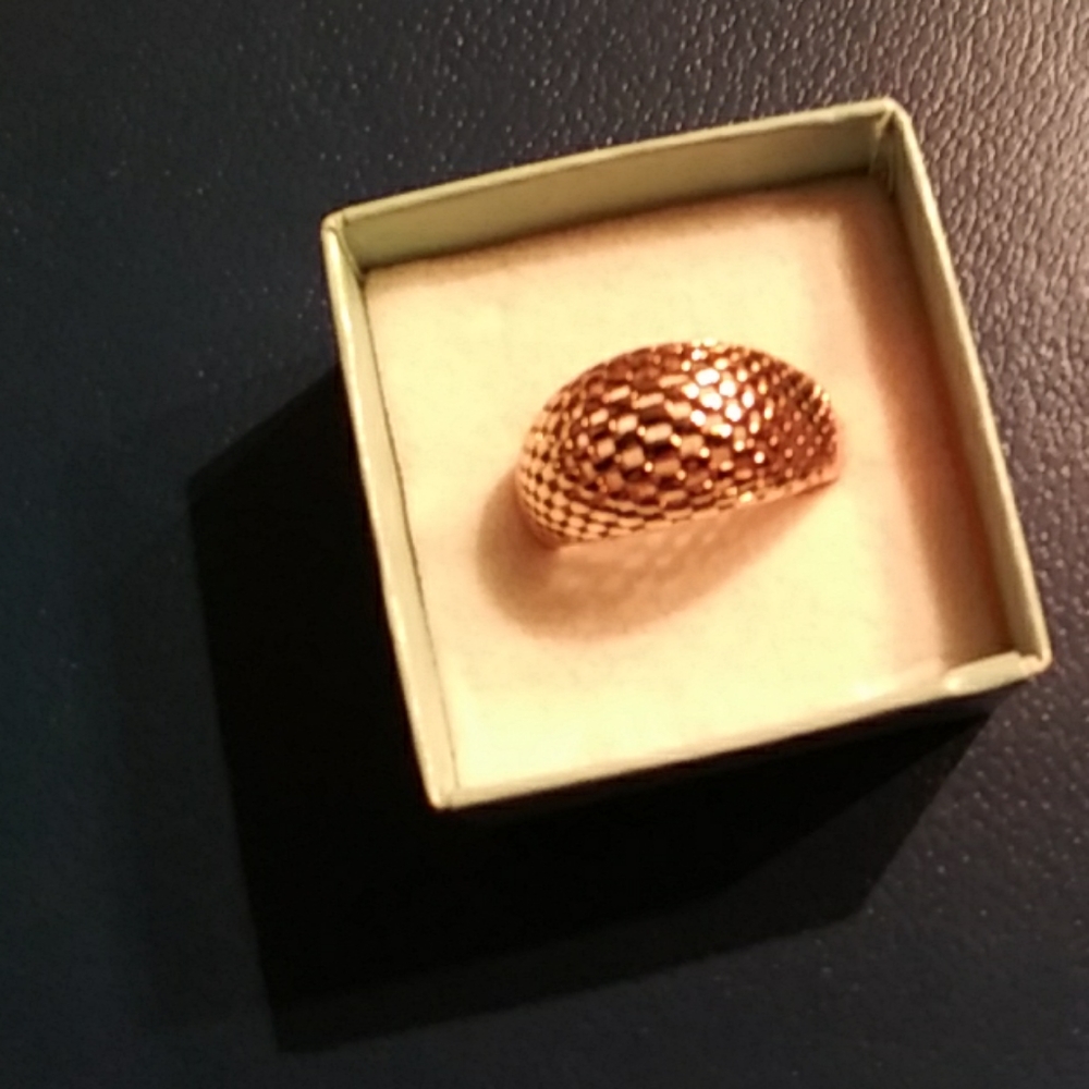 Guess rose gold tone mesh dome ring